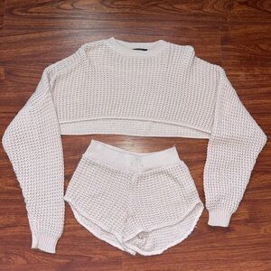 Nasty Gal Cream Knit Sweater Set